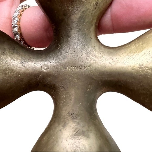 Vintage MCM Midcentury‎ Brass Clover Stake Candlestick Holder Hong Kong - Picture 5 of 5